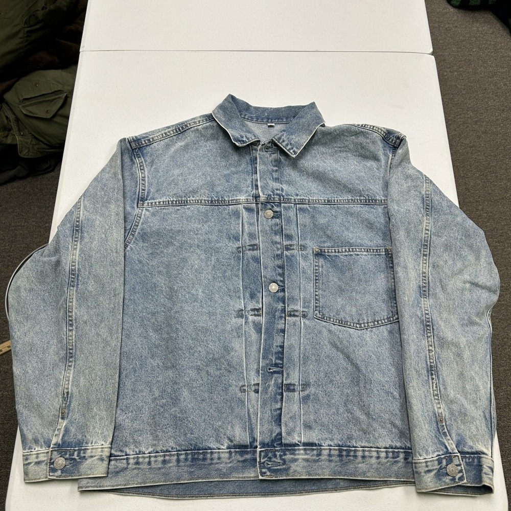 Type‎ one GU Denim Trucker Jacket Mens XL Light Blue Cotton Utility Outerwear